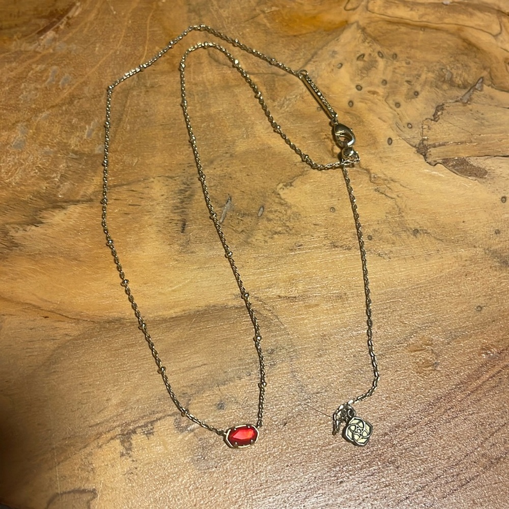 Kendra Scott Gold Red Necklace Minimalist Design